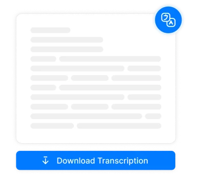 Page ou bouton affichant une option permettant de télécharger une transcription terminée.