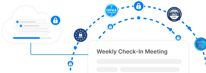 Testo che indica "Enhanced Data Privacy" per garantire la sicurezza dei dati degli utenti e dei contenuti video.