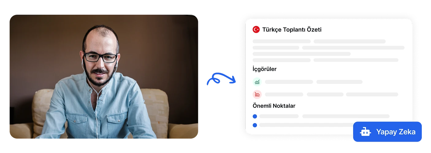 Pria menggunakan Eskritor untuk ringkasan pertemuan bahasa Turki di laptop.
