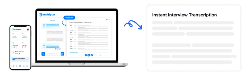 Immagine che ritrae la registrazione e la trascrizione flessibili e in movimento per le interviste.