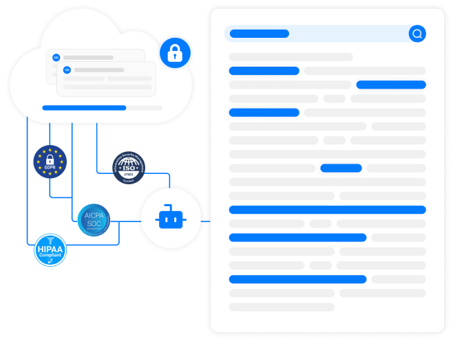 Design gráfico com segurança padrão da indústria para Transkriptor.