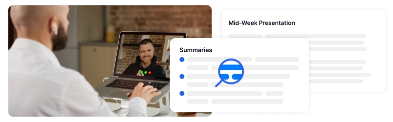 Immagine raffigurante strumenti basati sull'AI che creano riassunti istantanei dalle trascrizioni delle interviste.