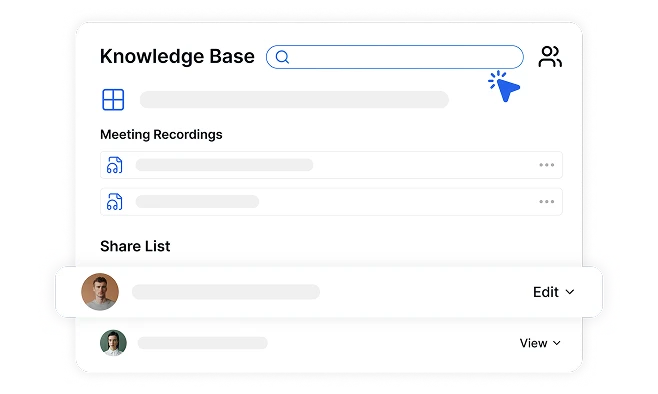 Търсим архив на срещи в базата от знания на Transkriptor, организиращ записаните разговори за справка на екипа и предотвратяващ загубата на информация.