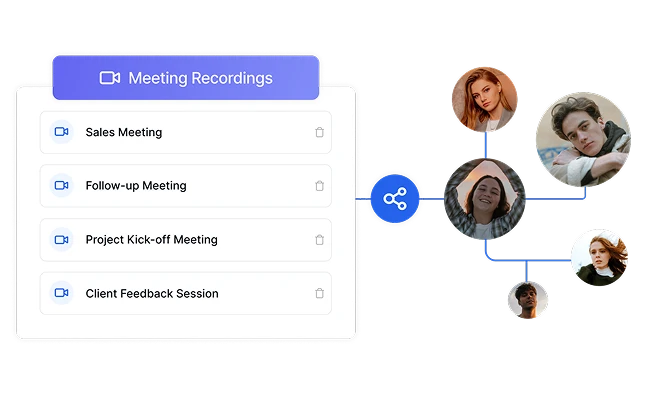 Съгласуваност на екипа чрез споделени записи на срещи на Transkriptor с AI транскрипции, правещи разговорите търсими и достъпни.