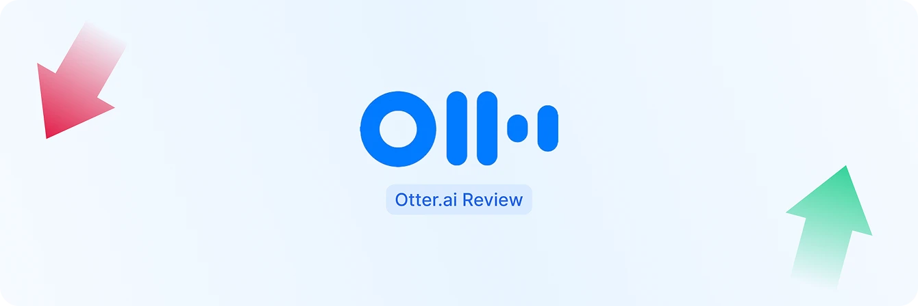 Логотип Otter.ai с меткой обзора и направляющими стрелками.