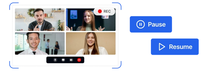 Jeda atau lanjutkan rekaman dengan mudah, memastikan fleksibilitas selama sesi.
