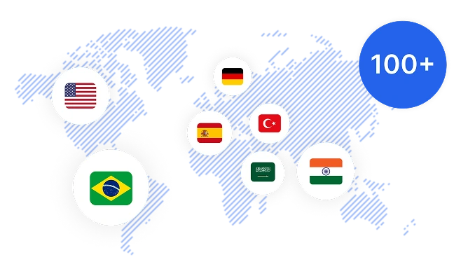 Imej yang menggambarkan jangkauan global peringkas PPT, memudahkan komunikasi berbilang bahasa dan rentas sempadan.