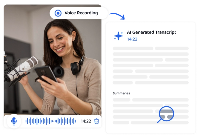 Enregistrez la voix et transcrivez instantanément, optimisant ainsi votre flux de travail avec AI.