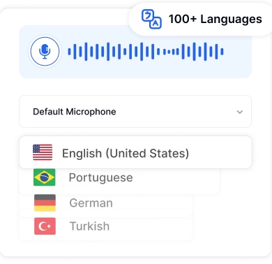 音声を録音し、リアルタイムかつ高精度で文字起こしします。