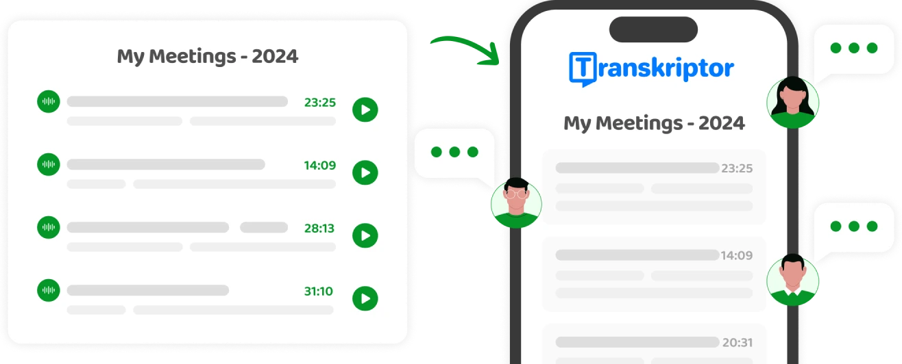 A graphic illustrating seamless collaboration options within Transkriptor.