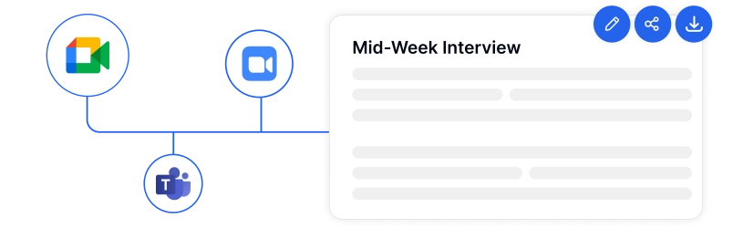 Immagine che ritrae la perfetta integrazione con le piattaforme di riunione per la trascrizione delle interviste.