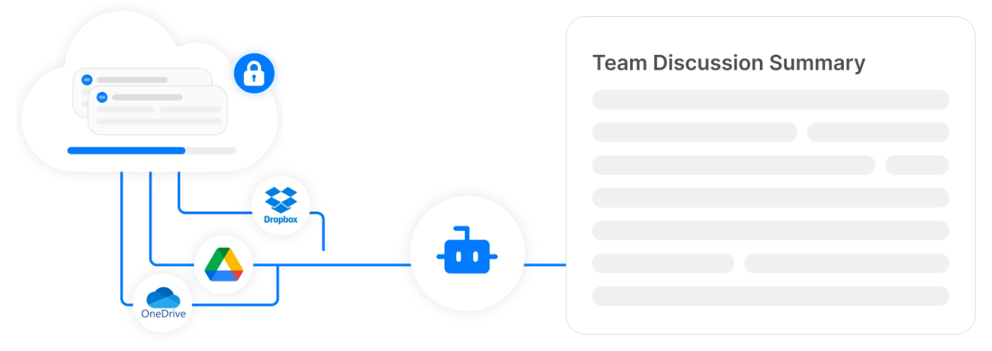 Illustration showing a transcription tool integrating seamlessly into a user's workflow.