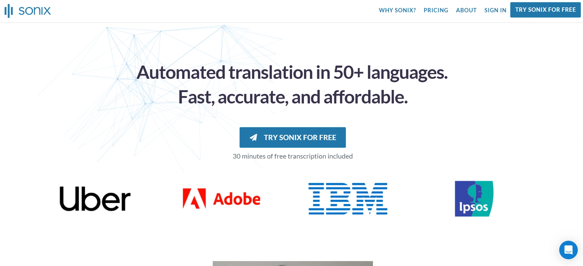 A screenshot of the Sonix homepage shows that the tool offers automated transcription in multiple languages.