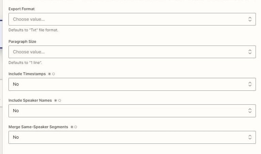 Een veld om exportparameters op te geven.