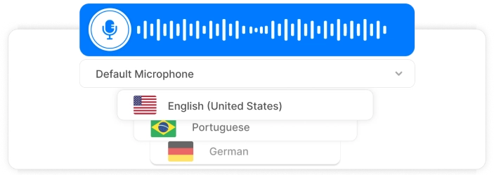 Visual representation of a tool supporting over 100 languages for transcription.