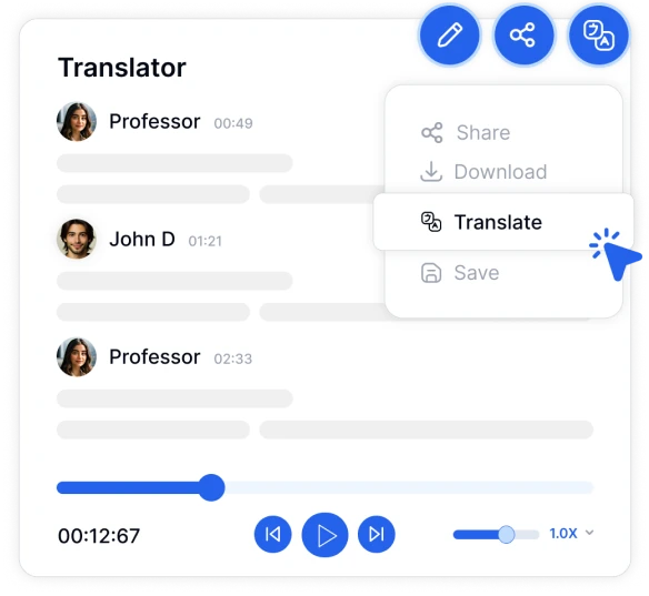 Servicio de transcripción de audio y traducción del texto para accesibilidad multilingüe.