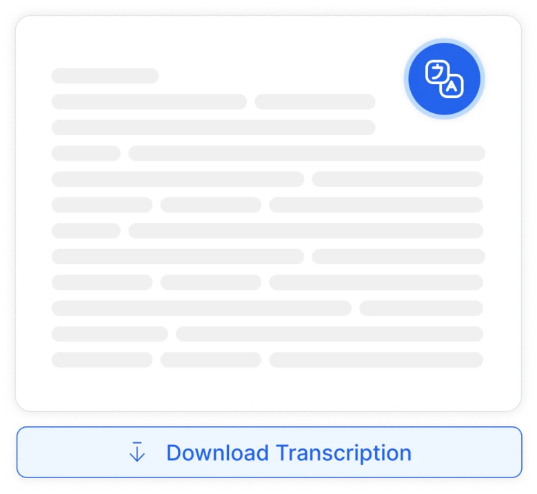 Option to download a transcription after processing it with Transkriptor.