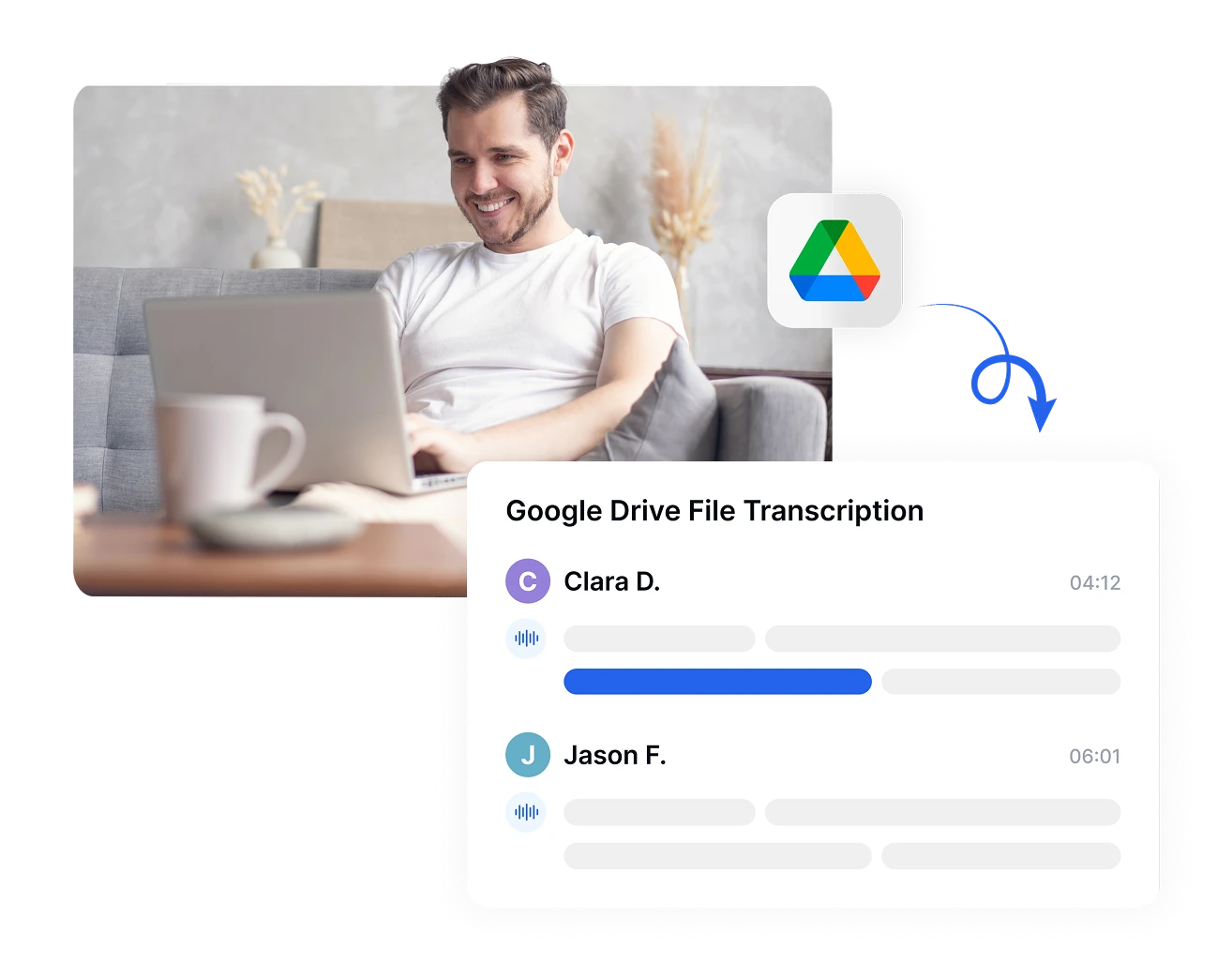 Browser-based audio transcription tool interface emphasizing ease of use and accuracy.