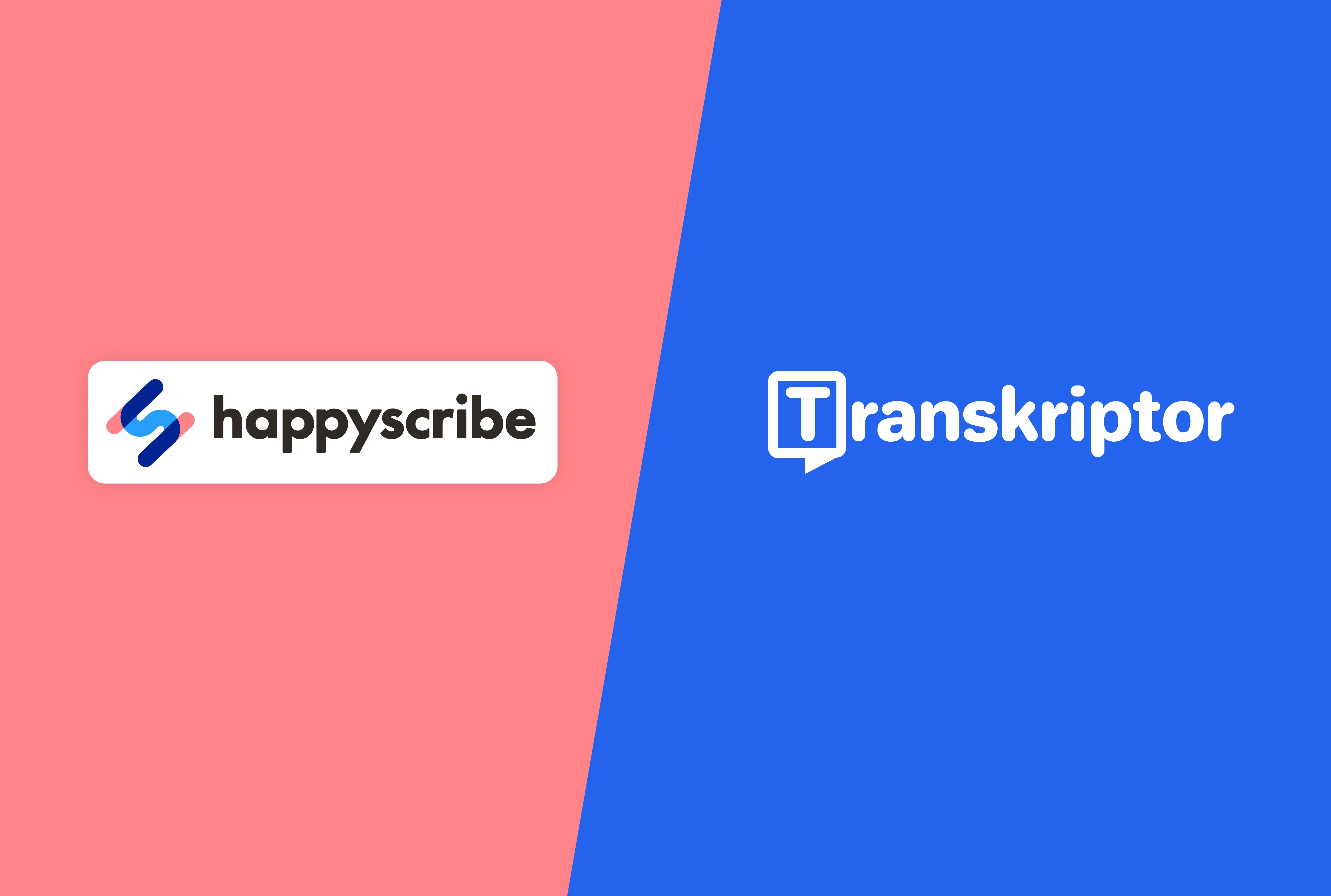 Comparación de características que destaca las diferencias entre Transkriptor y HappyScribe.