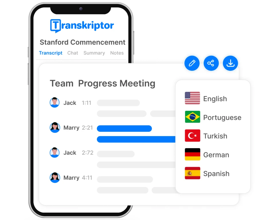 An app interface offering translations into numerous languages.