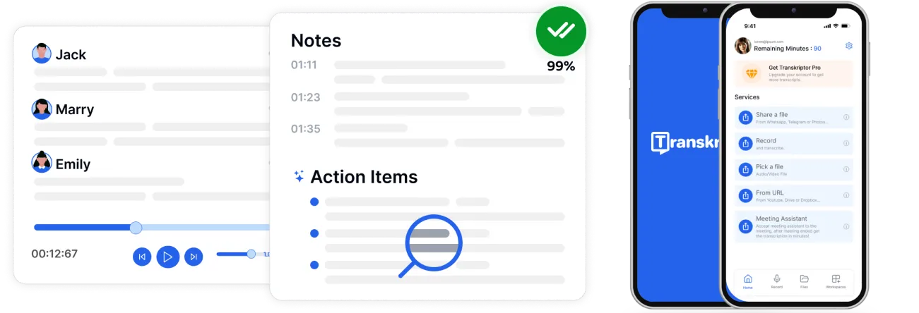 Unmatched accuracy with Transkriptor, delivering highly precise transcription for voice memos.