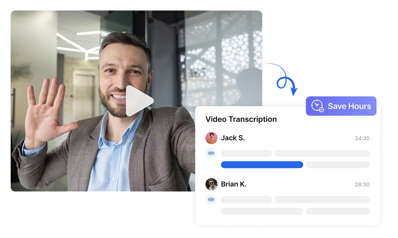 ट्रांस्क्रिप्टर का वीडियो ट्रांसक्रिप्शन जो कई प्रारूपों का समर्थन करता है, जिसमें डिवाइस से, या क्लाउड स्टोरेज से अपलोड करने के विकल्प हैं।