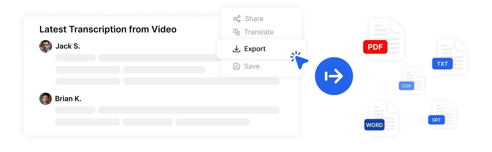 ट्रांसक्रिप्टर के कस्टम एआई सारांश टेम्पलेट विभिन्न वीडियो सामग्री प्रकारों के लिए बैठकों और प्रस्तुतियों से प्रासंगिक जानकारी को उजागर कर रहे हैं।