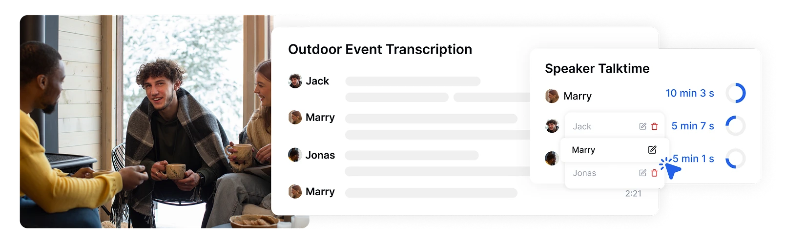 ट्रांस्क्रिप्टर के लचीले ट्रांसक्रिप्शन को डिवाइस, क्लाउड स्टोरेज और मीटिंग प्लेटफॉर्म से समर्थन देने वाले कई वीडियो इनपुट स्रोत।