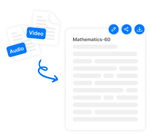 Un doodle représentant l’audio et les vidéos se transformant en transcription