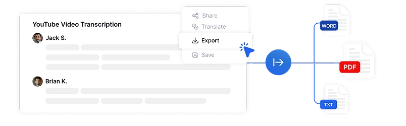 AI menukar transkripsi YouTube kepada catatan blog berstruktur dengan pilihan eksport dalam TXT, DOCX dan PDF.