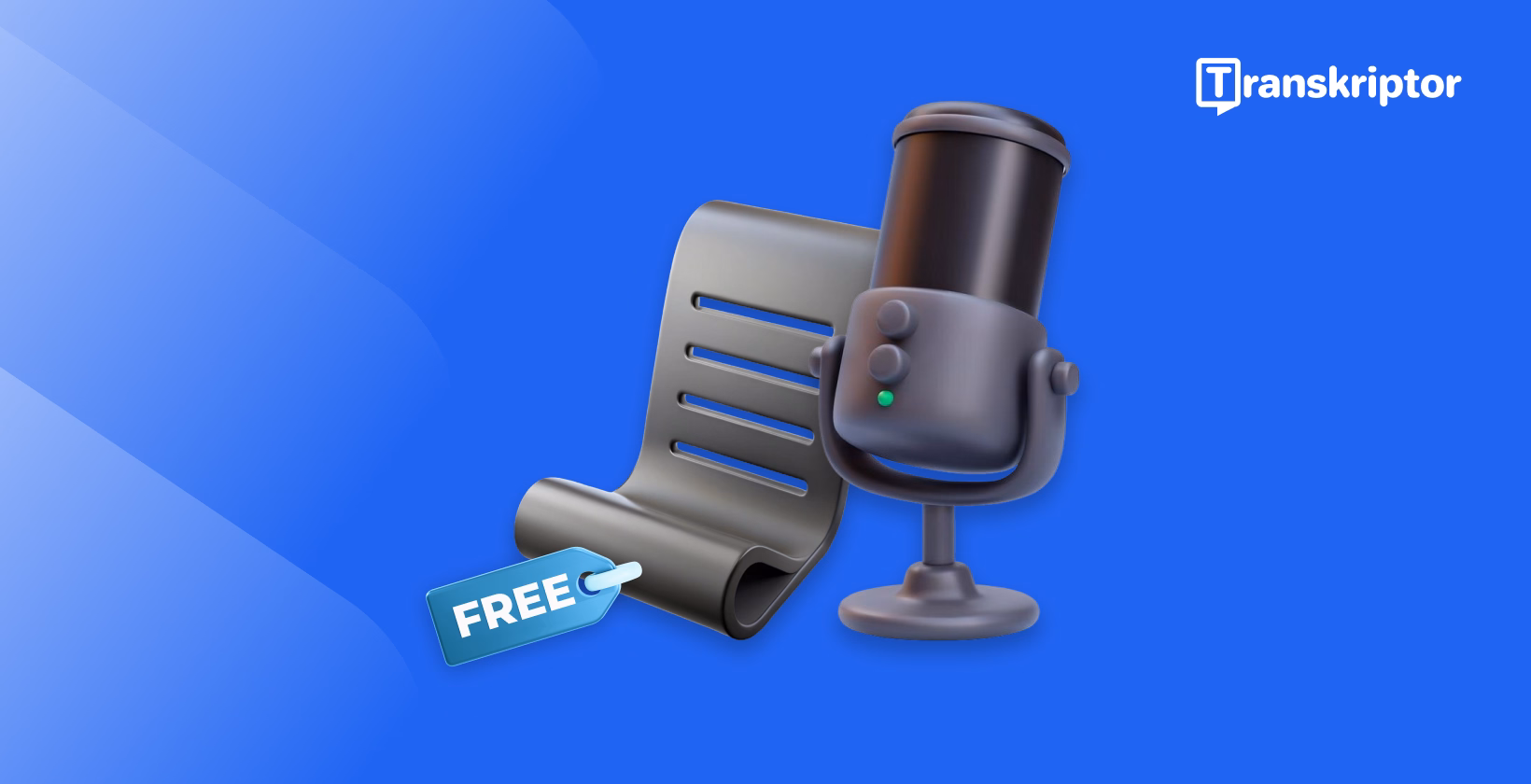 Logo di Transkriptor con simbolo di trascrizione gratuita e microfono.