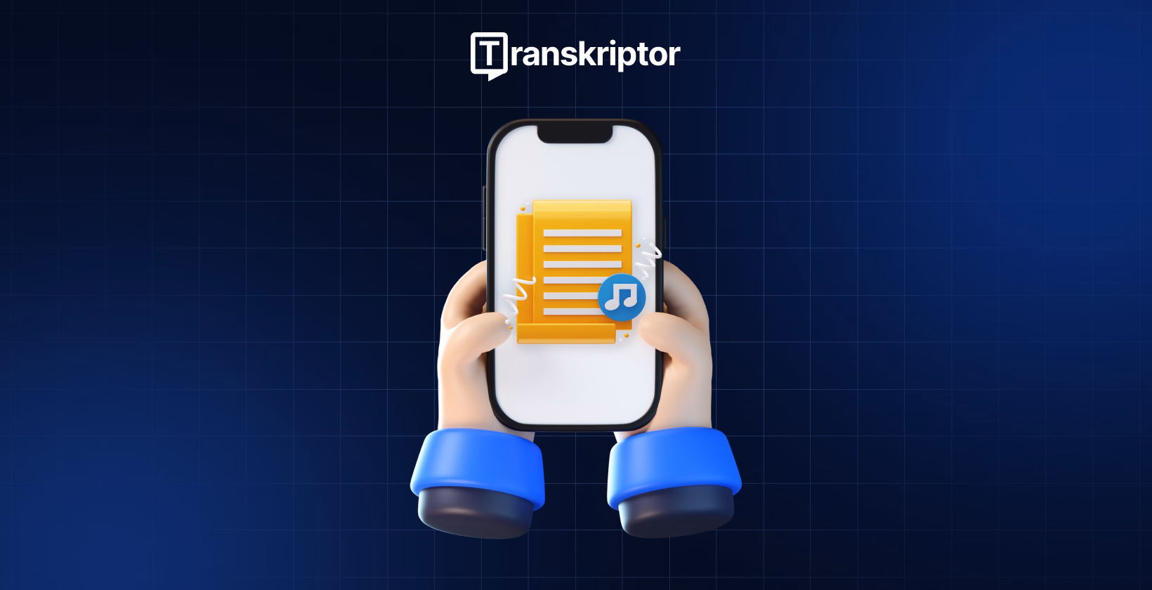 Interface do aplicativo Transkriptor no iPhone para transcrição eficiente.